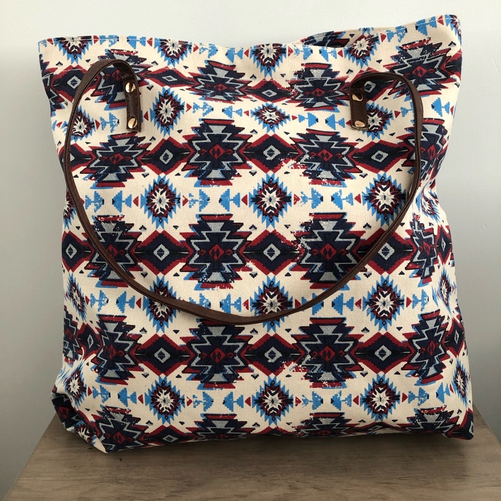 Tribal Print Canvas Tote